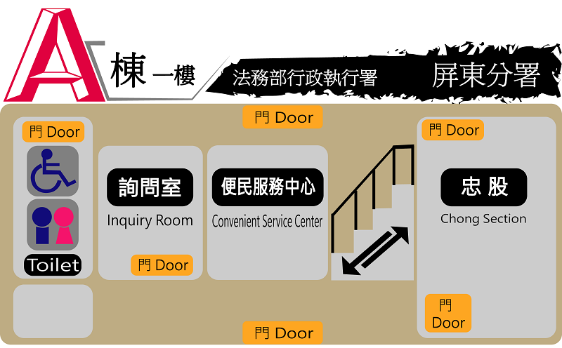 A棟1F平面環境位置圖